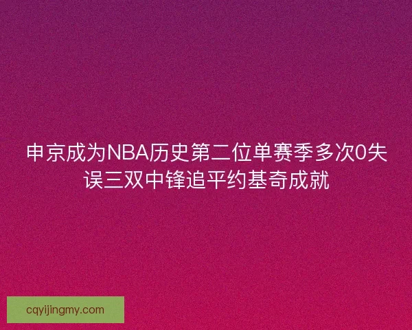 申京成为NBA历史第二位单赛季多次0失误三双中锋追平约基奇成就