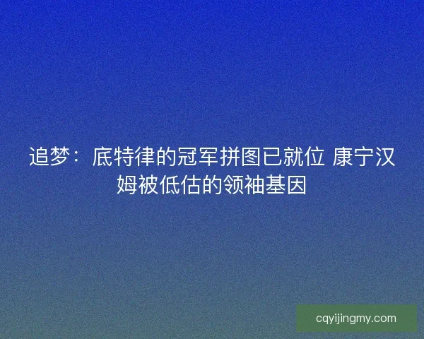 追梦：底特律的冠军拼图已就位 康宁汉姆被低估的领袖基因