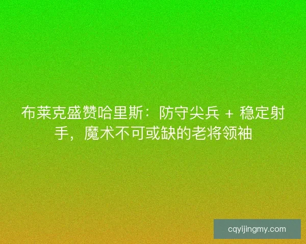布莱克盛赞哈里斯：防守尖兵 + 稳定射手，魔术不可或缺的老将领袖