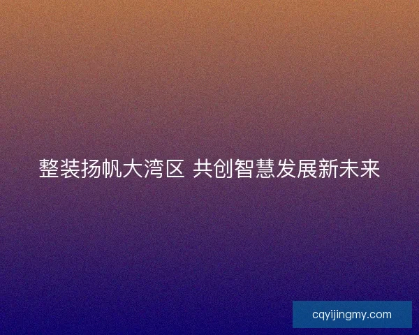 整装扬帆大湾区 共创智慧发展新未来